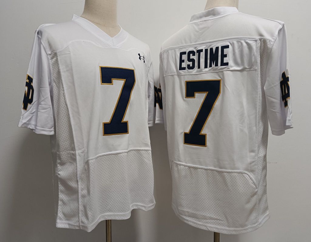 Men Norte Dame Fighting Irish #7 Estime White Elite 2025 NCAA Jersey->ncaa teams->NCAA Jersey